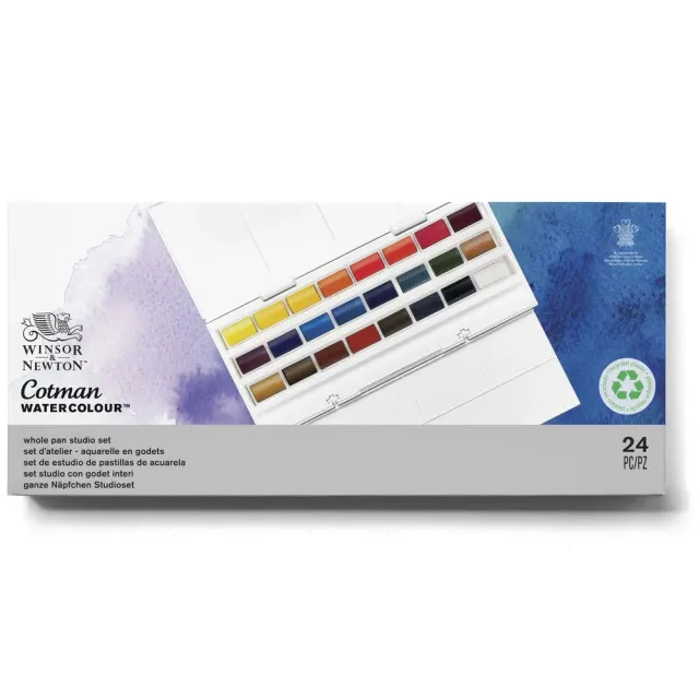 Winsor & Newton Cotman Studio Set 24 pastillas acuarela entera