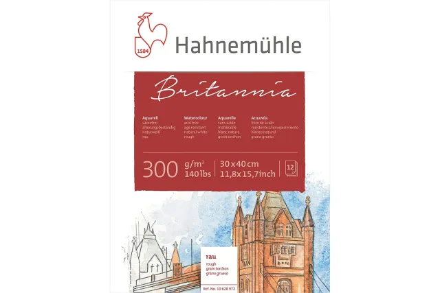 Hahnemühle Britannia bloc acuarela 30x40 300 g 12 hojas rugoso