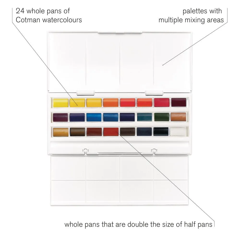 Winsor & Newton Cotman Studio Set 24 pastillas acuarela entera