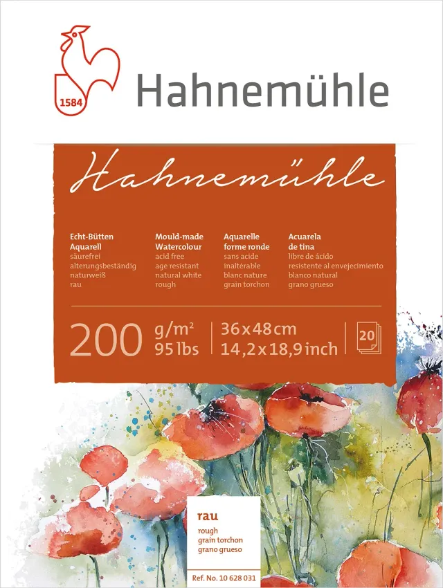 Hahnemühle Bloc Acuarela Grano Grueso 36x48cm 200g 20 Hojas