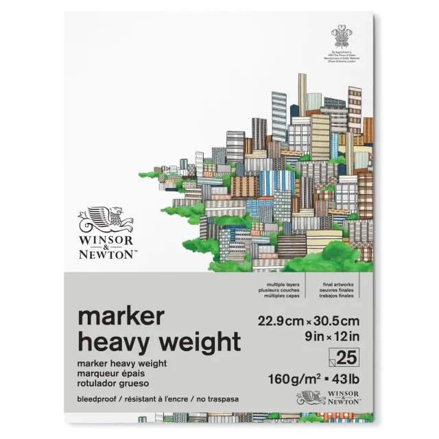 Winsor & Newton Marker papel 160g grano fino bleedproof