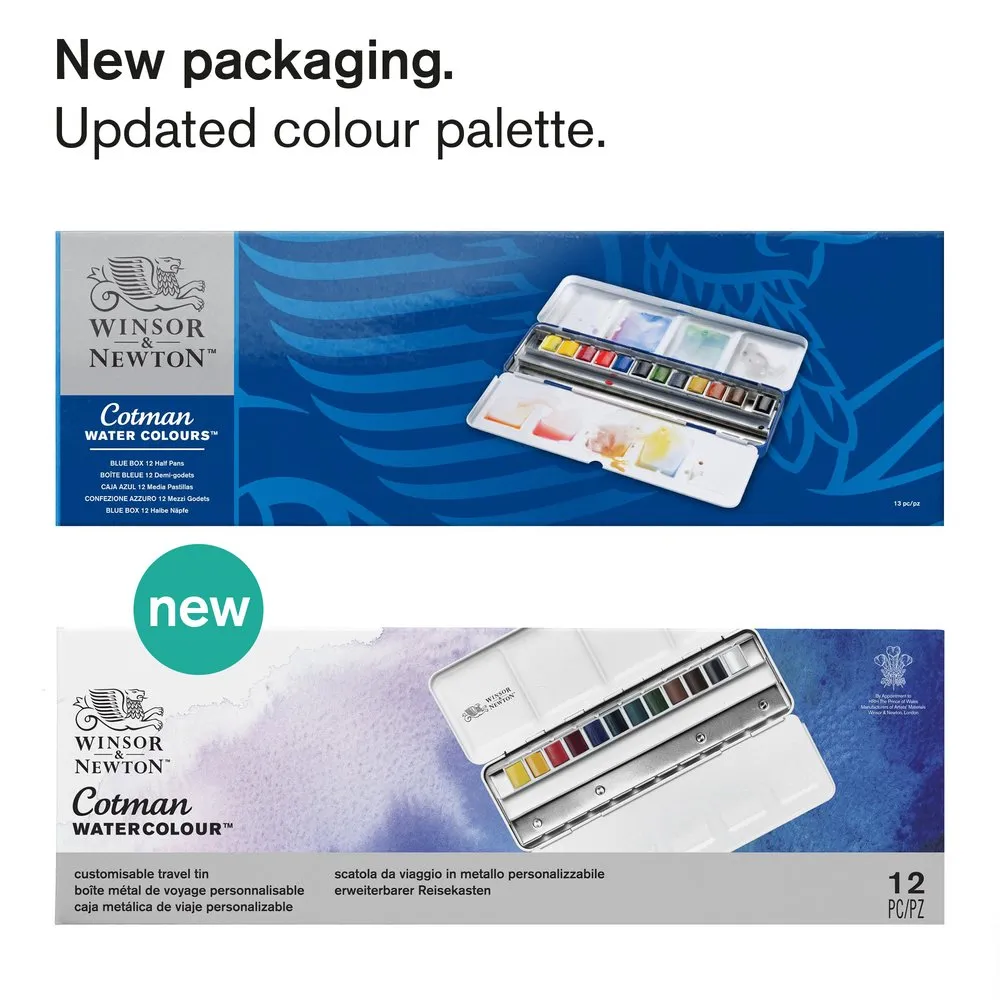 Winsor & Newton Cotman acuarelas viaje 12 medios godets mezcla