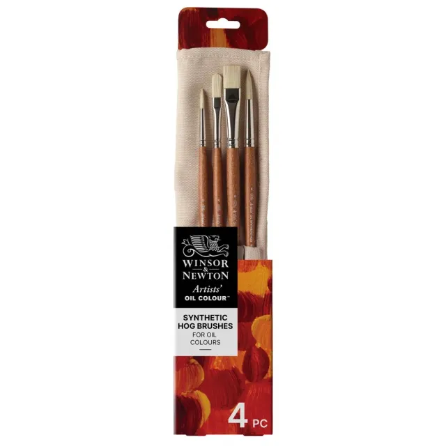 Winsor & Newton Synthetic Hog Brushes & Wallet set de pinceles para óleo