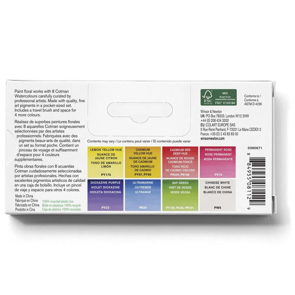 Winsor & Newton Cotman Floral caja acuarela 8 floral bolsillo