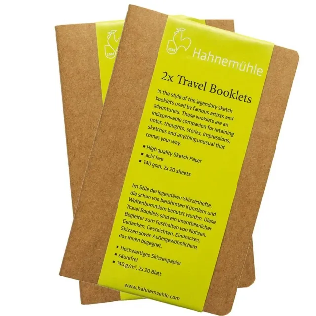 Hahnemühle Travel Booklet cuaderno dibujo 13,5x21 cm 2x20 liso
